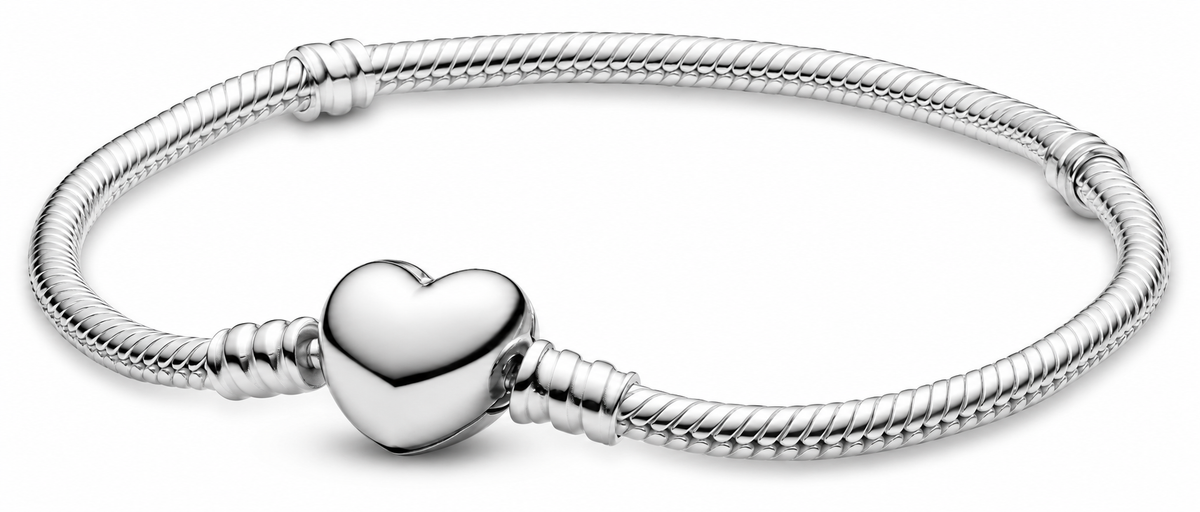 S925 Heart Clasp Snake Chain Bracelet