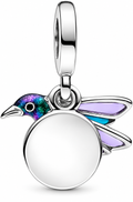 Silver Iridescent Hummingbird Dangle Charm