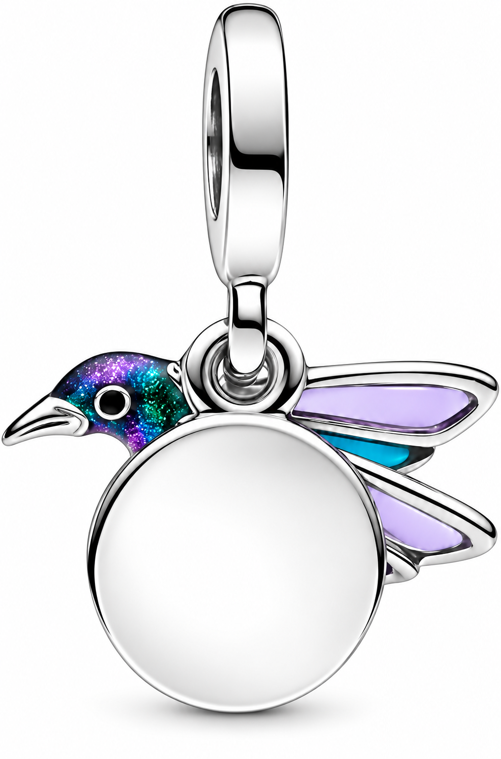 Silver Iridescent Hummingbird Dangle Charm