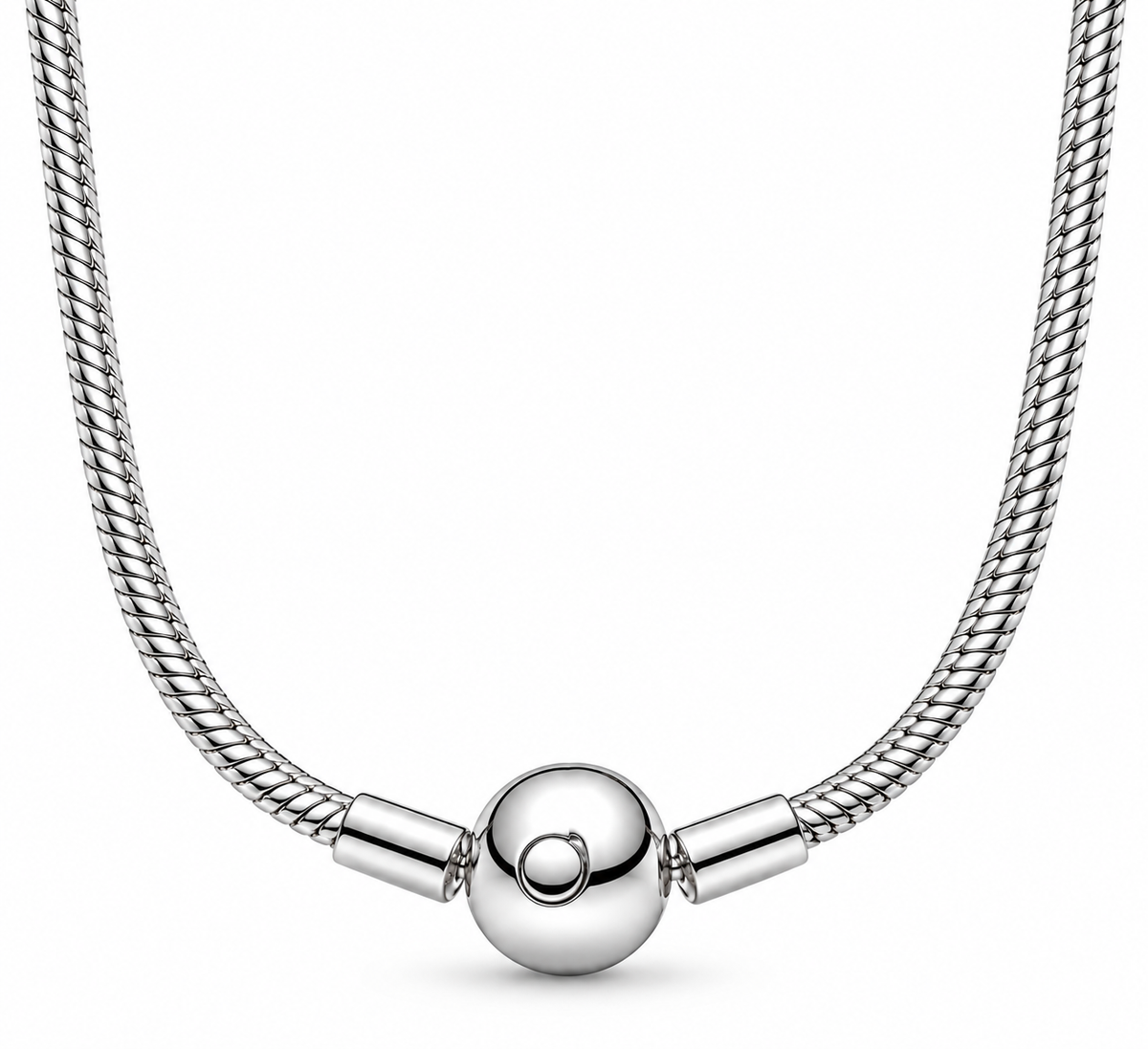 S925 Silver necklace with Round Clasp Sterling Silver