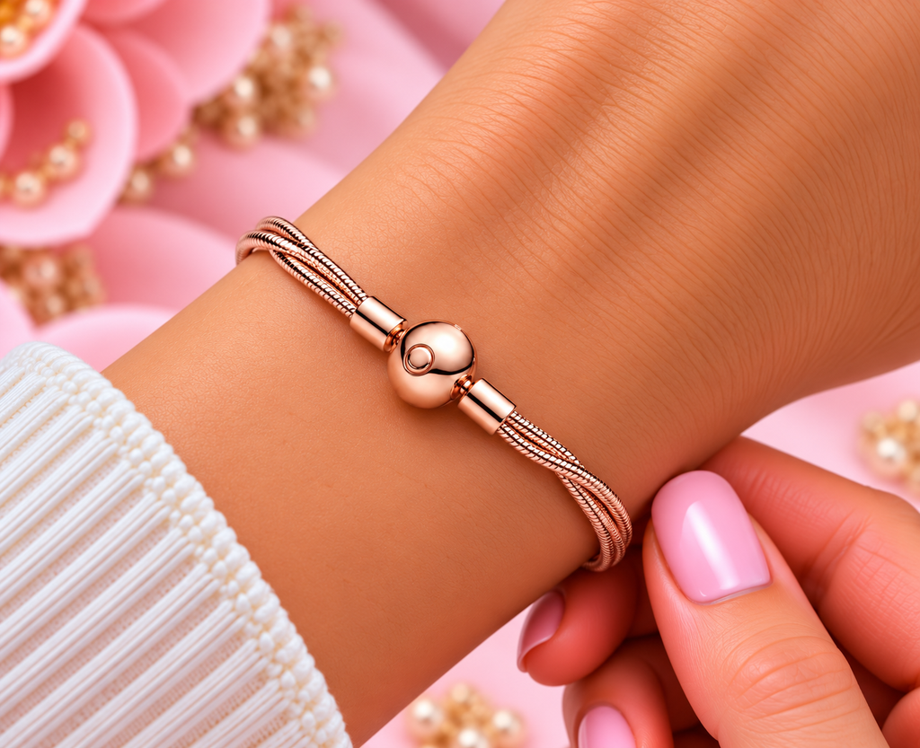 S925 Multi Snake Chain Bracelet 14k rose gold plating