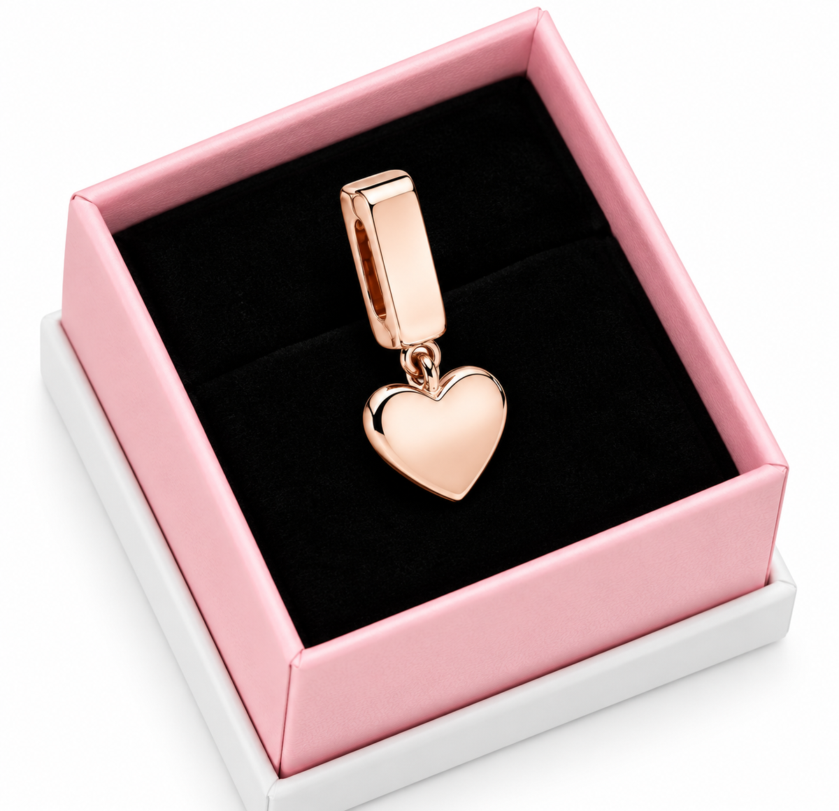Rose Gold Heart Dangle Charm – Elegant Minimalist Love Bracelet Charm Gift for Her