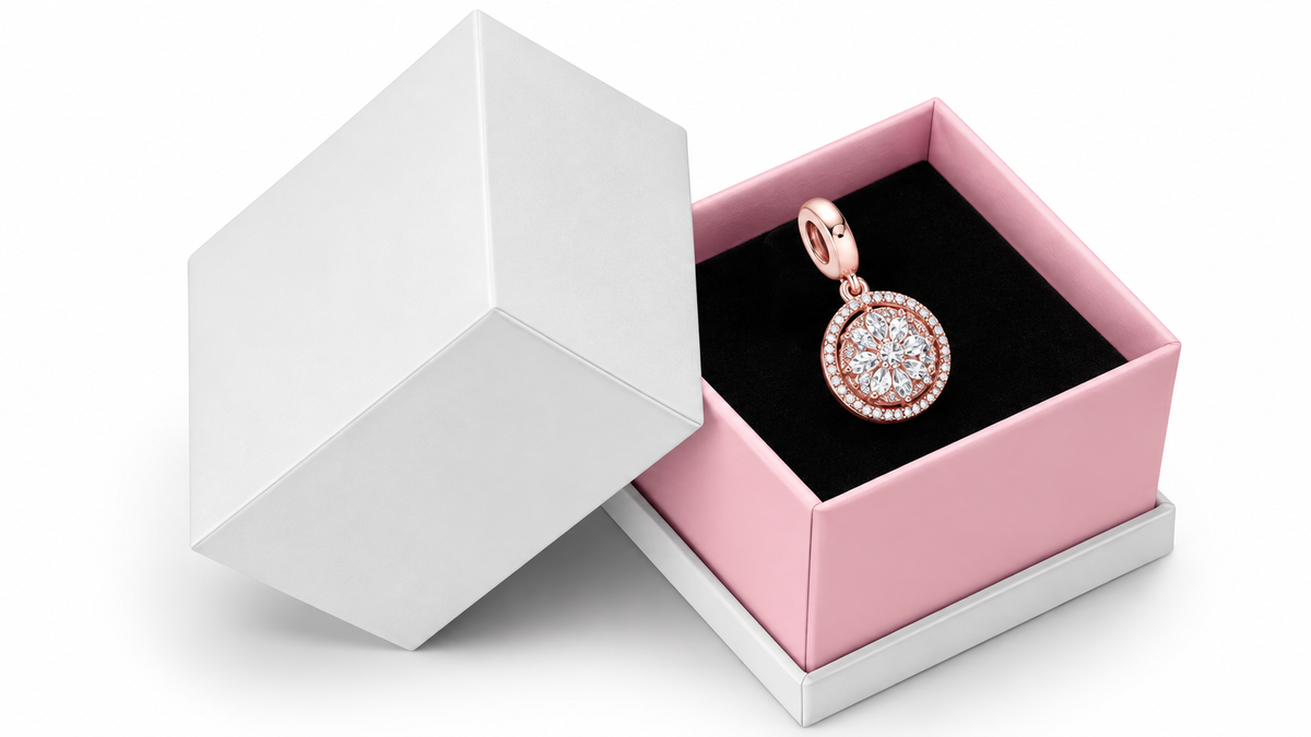 Sparkling Tree of Life Dangle Charm Rose Gold