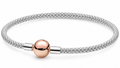 Sterling Silver Woven Mesh Bracelet with Round Clasp
