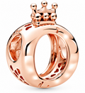 Logo & Crown O Charm 14k Rose Gold Plating
