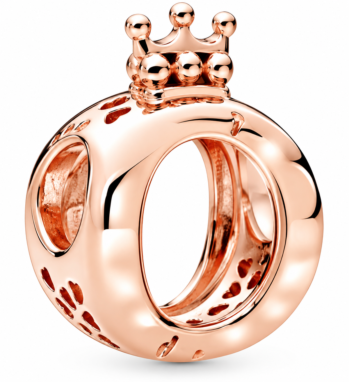 Logo & Crown O Charm 14k Rose Gold Plating