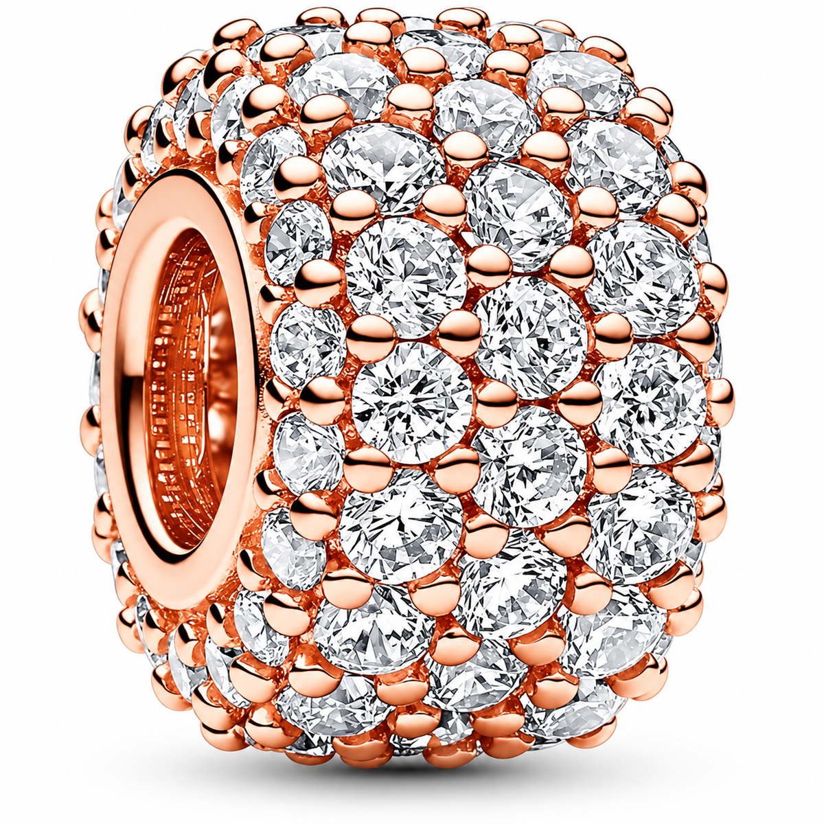 Sparkling Pavé Triple-Row Charm 14k Rose Gold Plating
