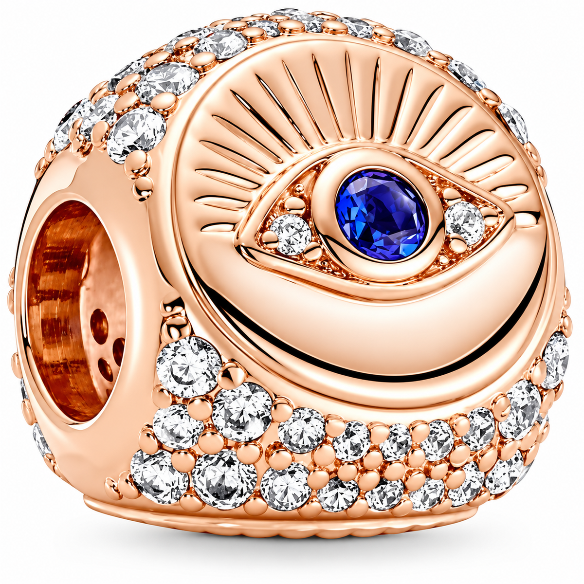 Blue Rose Gold Evil Eye Charm S925 Sterling Silver