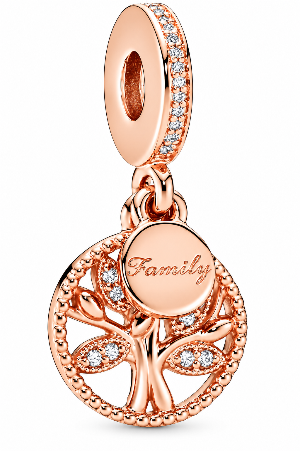 Rose Gold Sparkling Family Tree Dangle Charm