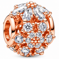 Sparkling Herbarium Cluster Round Charm 14k Rose Gold Plating