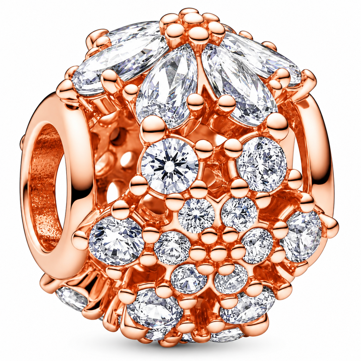 Sparkling Herbarium Cluster Round Charm 14k Rose Gold Plating