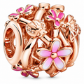 Rose Gold Pink Floral Garden Charm
