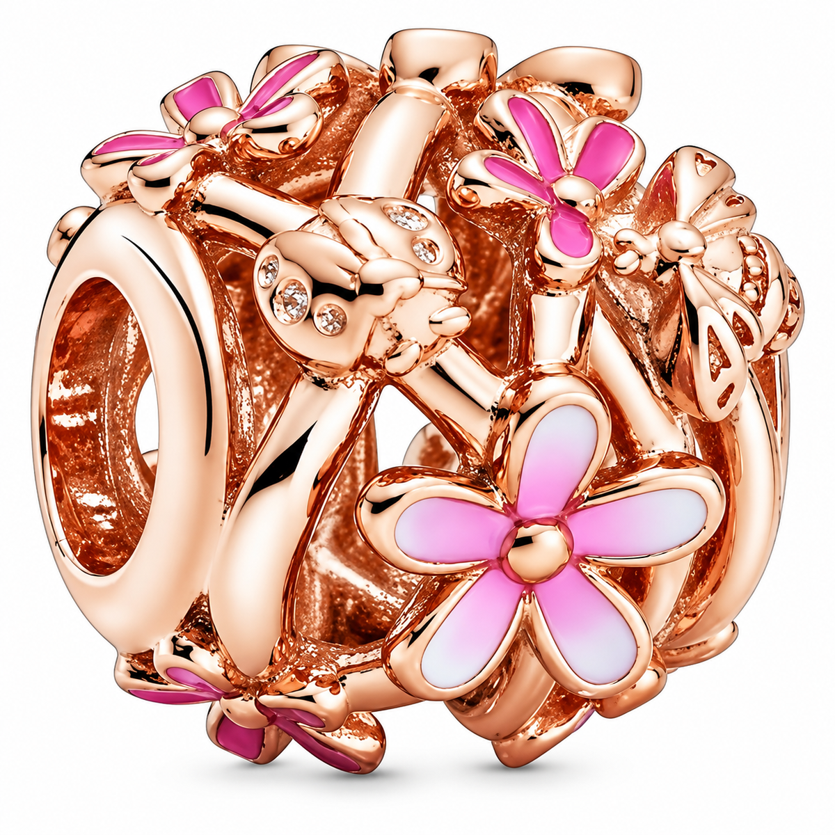 Rose Gold Pink Floral Garden Charm