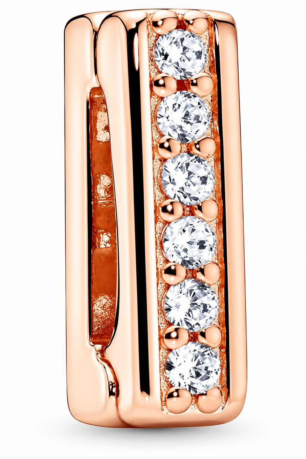 Sparkling Rose Gold Clear Crystal Spacer Charm