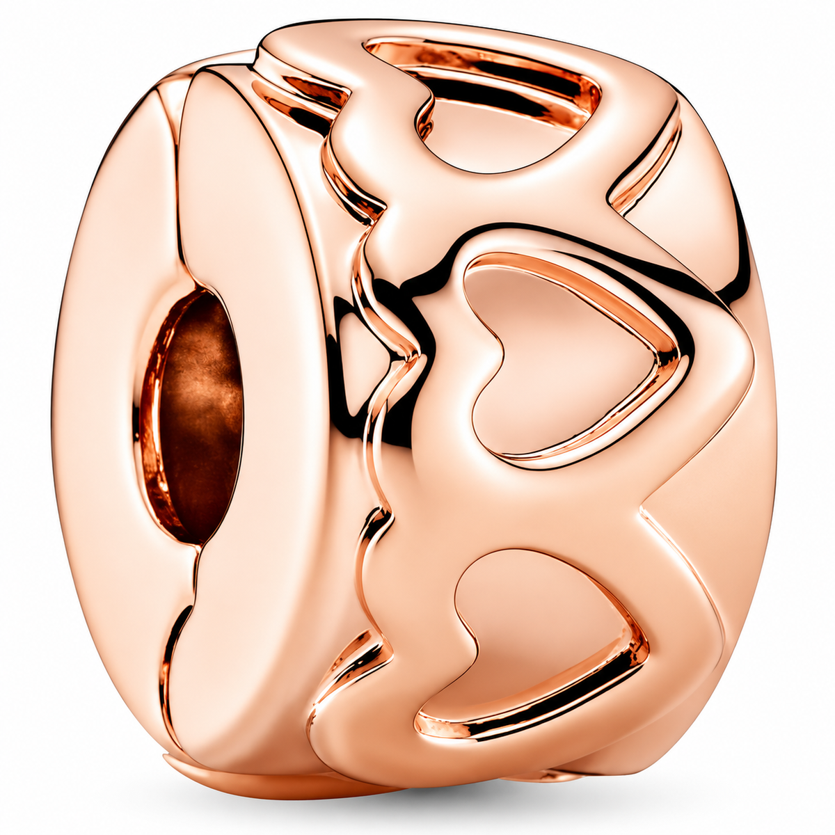 Heart Pattern Clip Charm 14k Rose Gold Plating