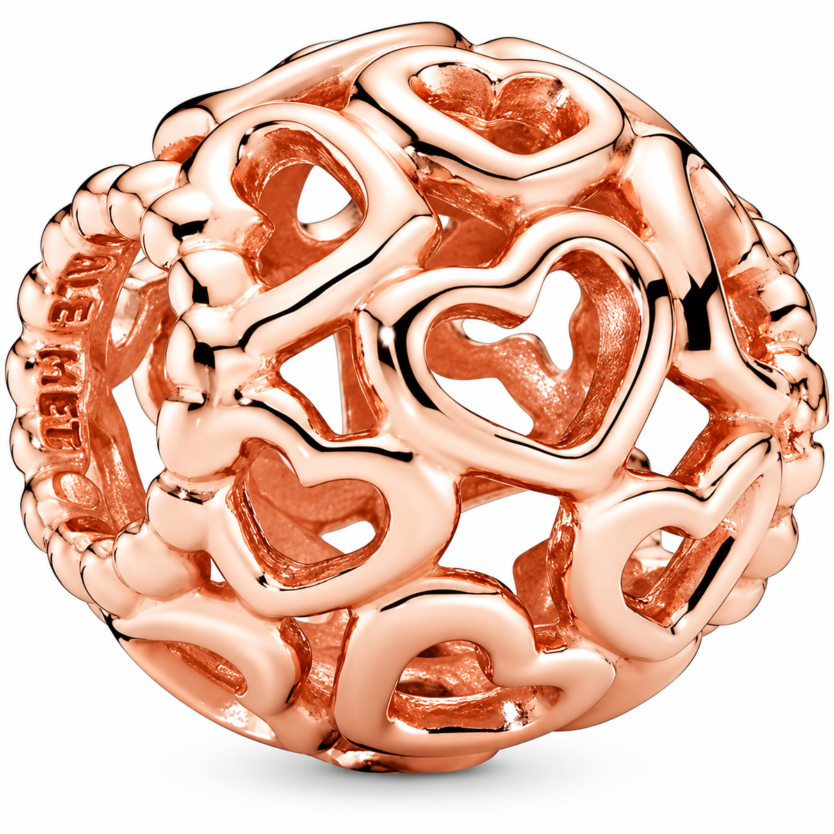 Openwork Hearts Charm Rose Gold