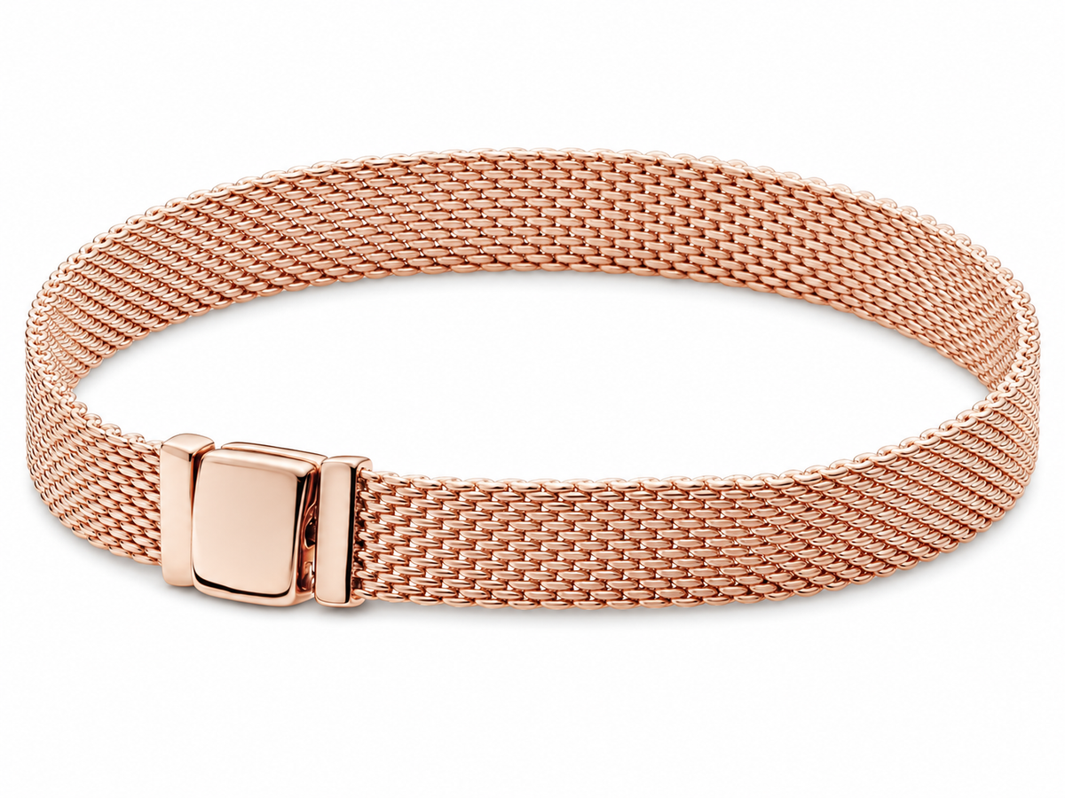 S925 Reflexions Mesh Bracelet 14k rose gold plating