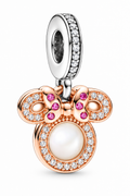 Disney Rose Gold Mouse Bow Dangle Charm