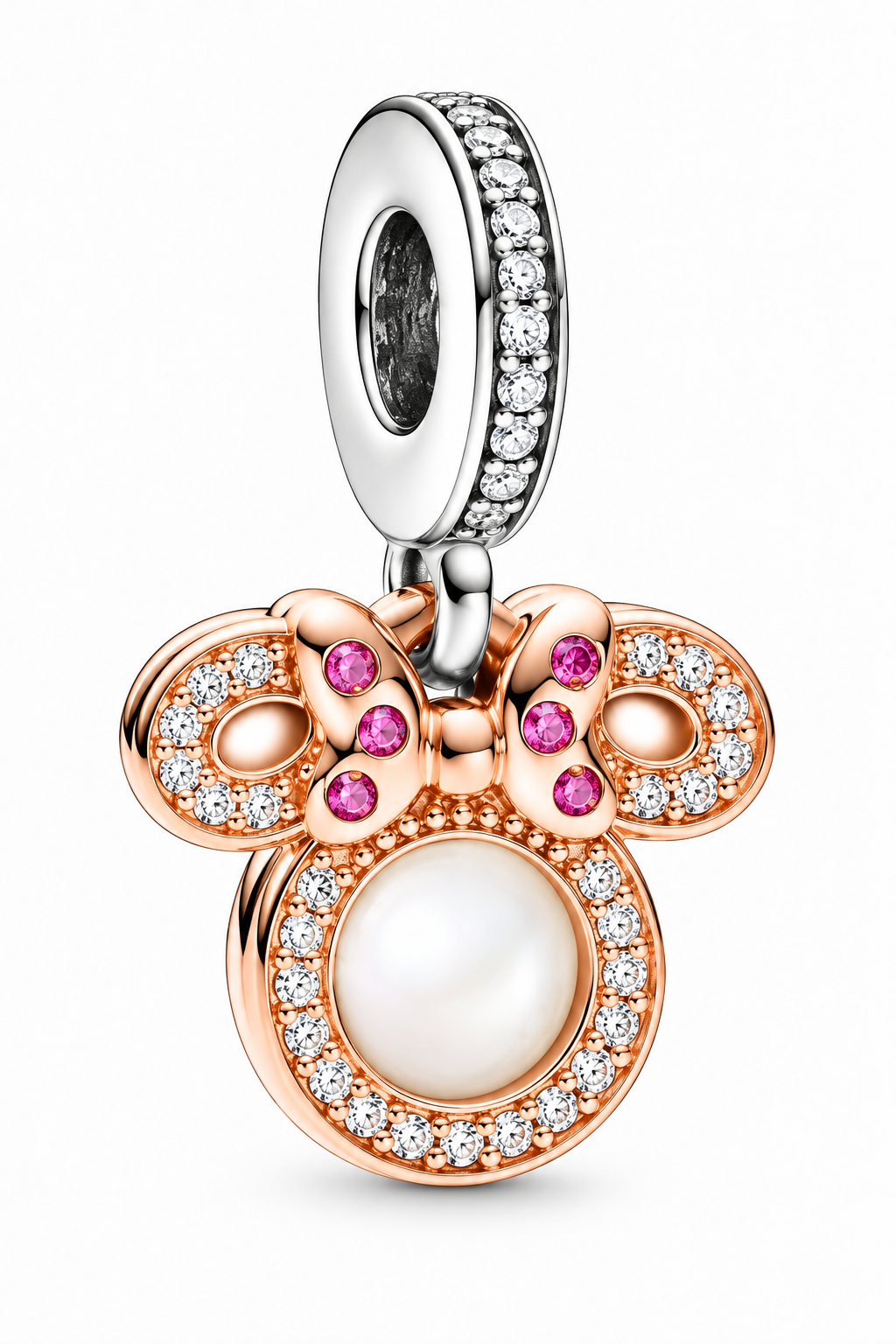 Disney Rose Gold Mouse Bow Dangle Charm