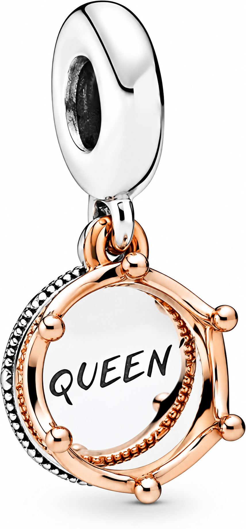 Queen & Regal Crown Dangle Charm Sterling Silver 14k Rose Gold Plating