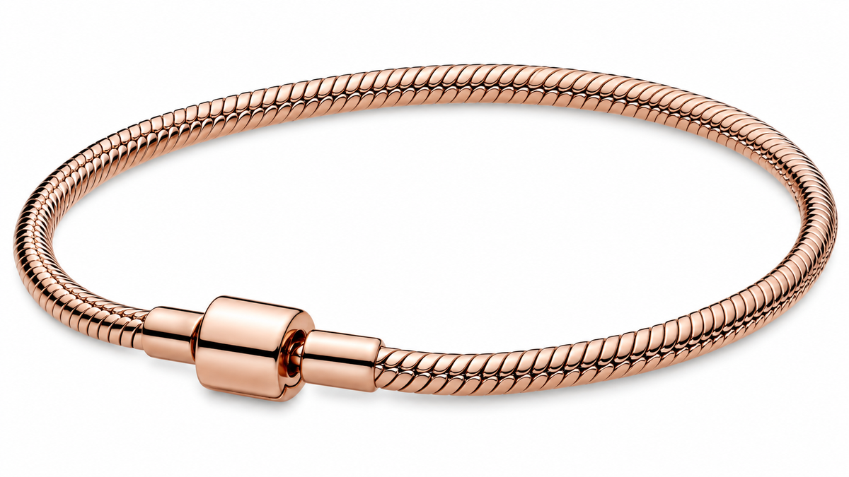 Elegant Rose Gold-Tone Snake Chain Bracelet with Barrel Clasp