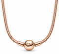 S925 Moments Snake Chain Necklace 14k Rose Gold Plating