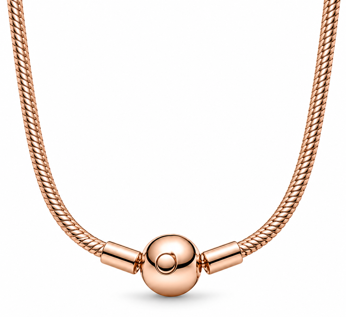 S925 Moments Snake Chain Necklace 14k Rose Gold Plating