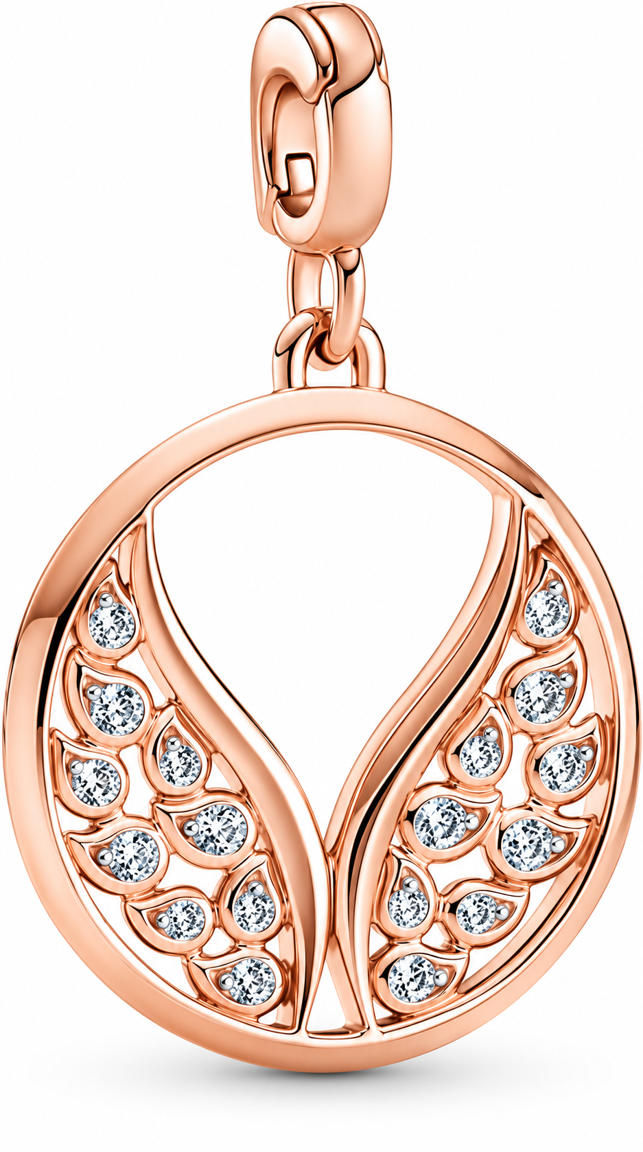 Me Burning Wings Medallion Charm with Clear Zirconia