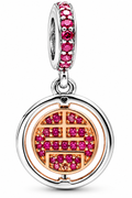 Spinning Lucky Sparkling Round Dangle Charm