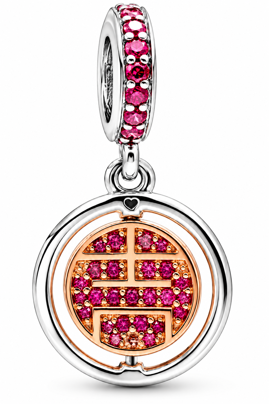 Spinning Lucky Sparkling Round Dangle Charm