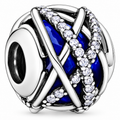 Abstract Silver Charm Royal Blue Crystal