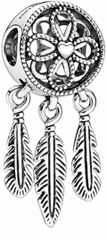 Dreamcatcher Charm with Three Dangling Feathers