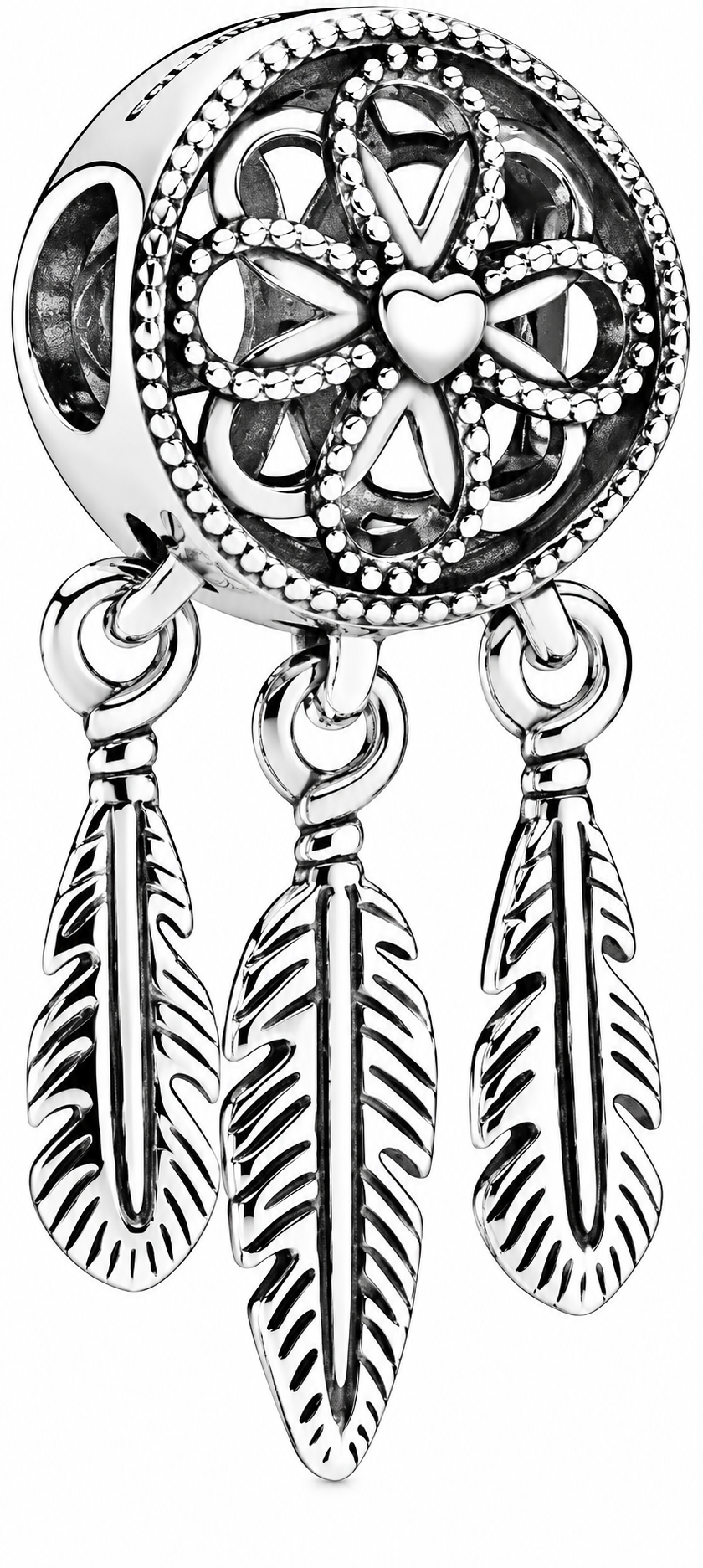 Dreamcatcher Charm with Three Dangling Feathers