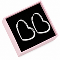 Silver Open Heart Hoop Earrings