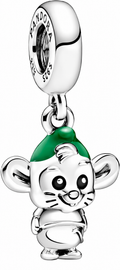 Silver Mouse Elf Dangle Charm – Cute Smiling Mouse