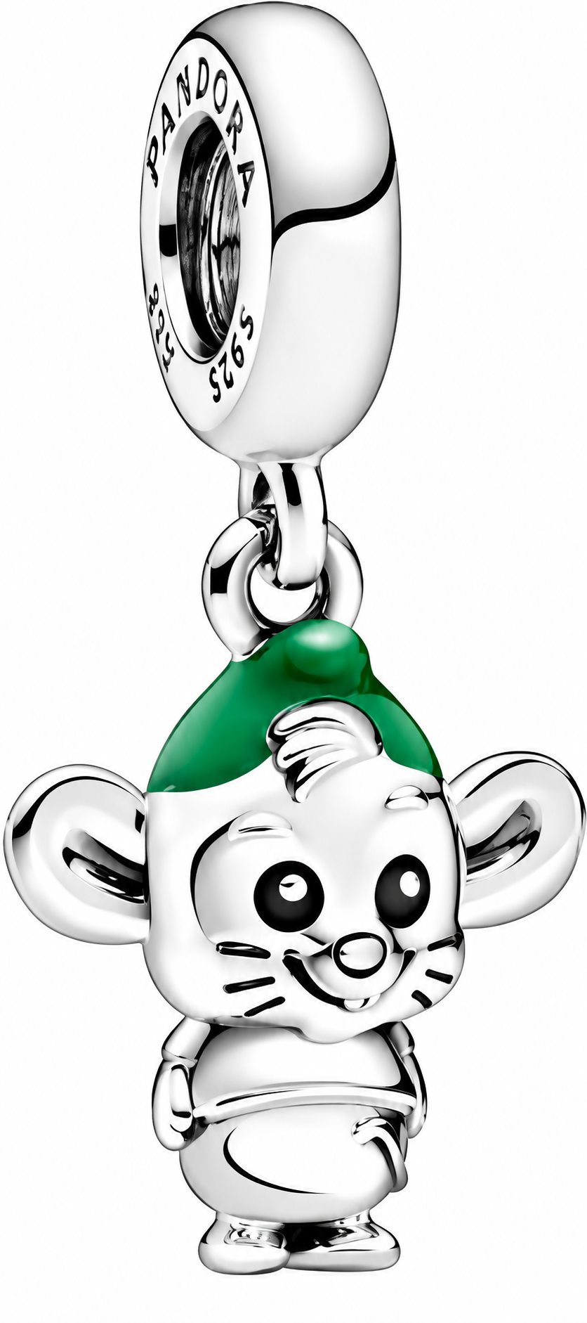 Silver Mouse Elf Dangle Charm – Cute Smiling Mouse