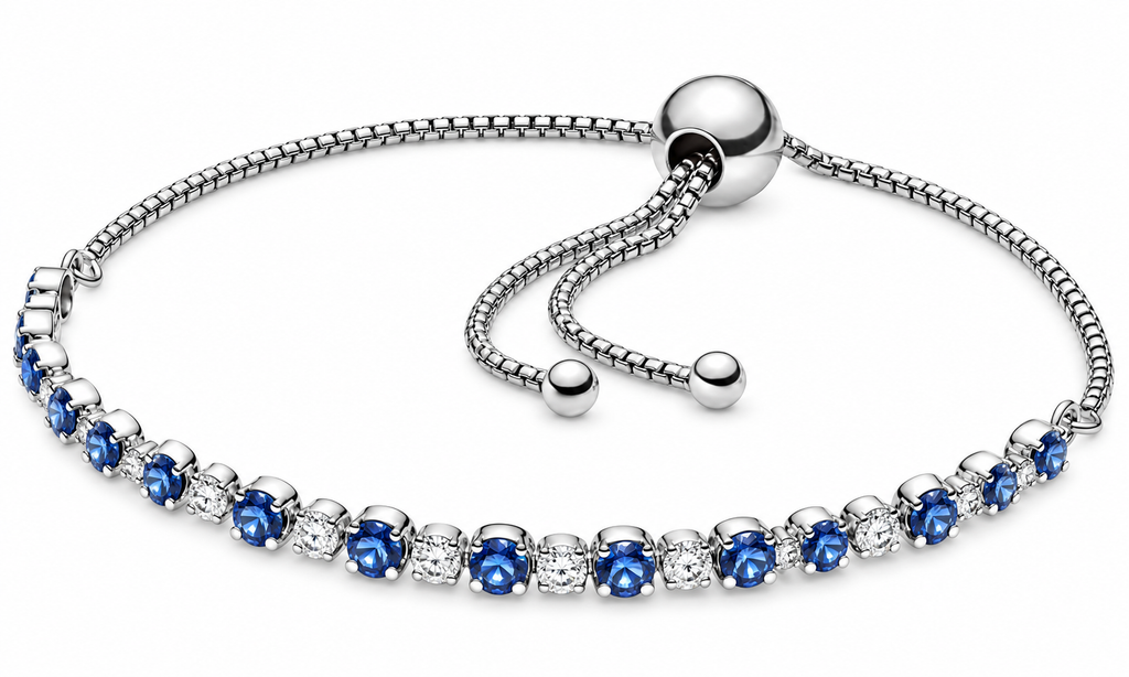 S925 Blue & Clear Sparkle Slider Bracelet Sterling silver