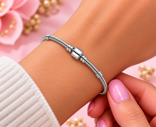 Barrel Clasp Snake Chain Bracelet S925