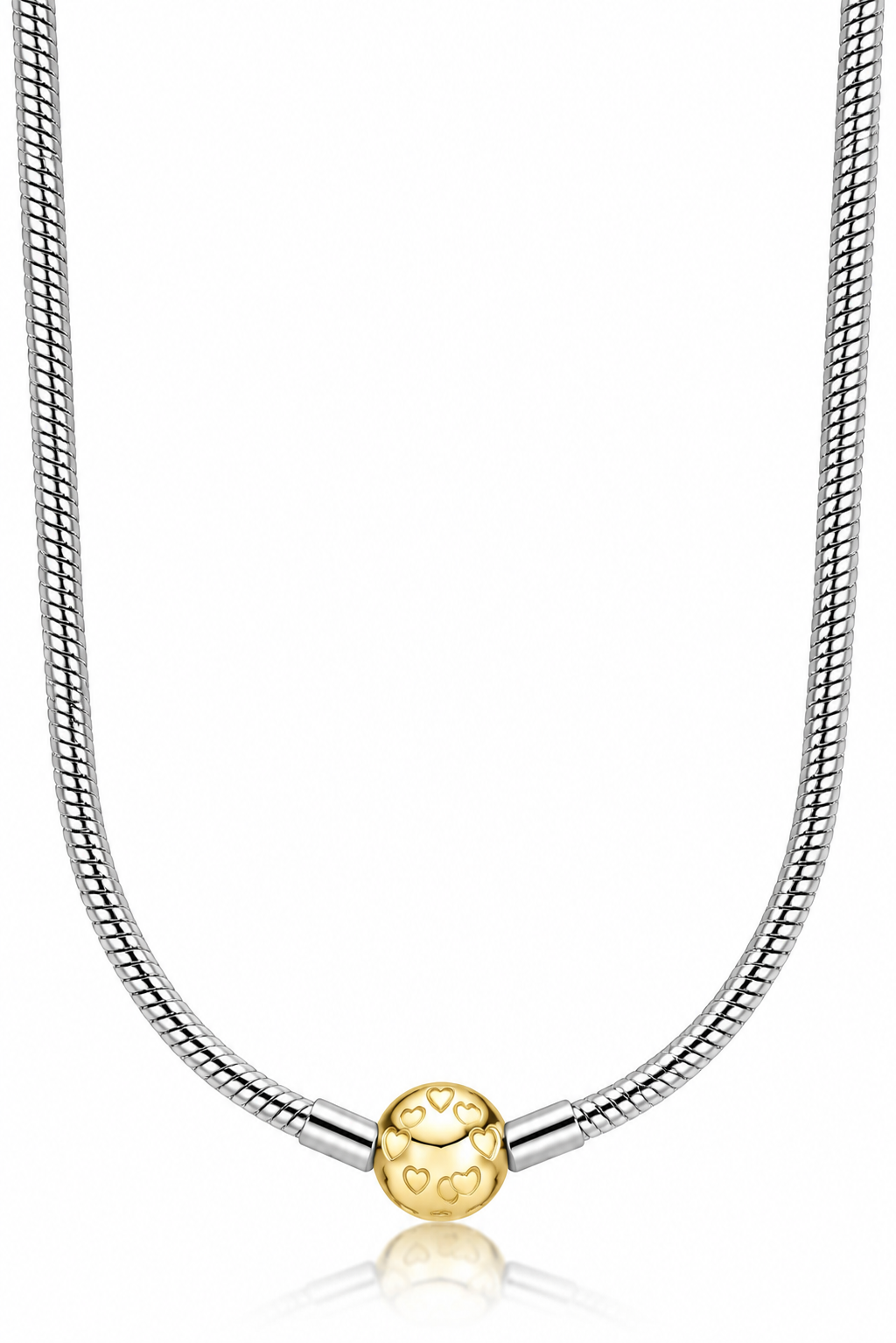 S925 Snake Chain Necklace With Gold Clasp