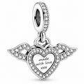 Angel Wings Heart Dangle Charm
