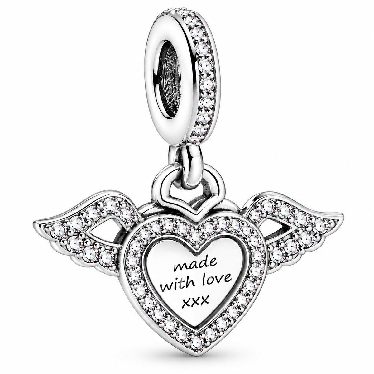 Angel Wings Heart Dangle Charm