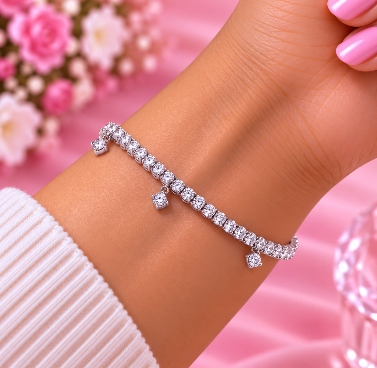 S925 Sparkling Drops Tennis Bracelet Sterling silver