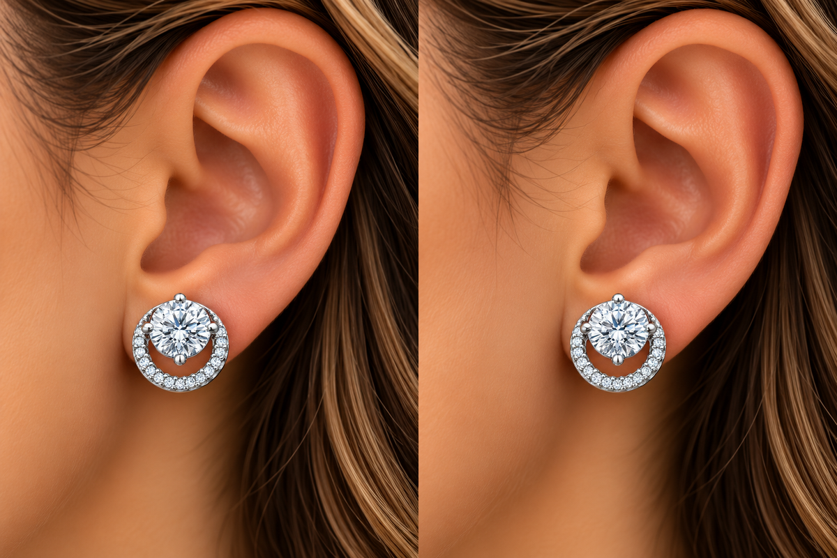 Sparkling Round Halo Stud Earrings Sterling silver
