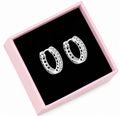 Silver Crystal Heart Cutout Huggie Earrings