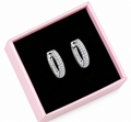 Silver Crystal Pavé Huggie Hoop Earrings