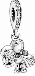 Romantic Silver Bride and Groom Wedding Dangle Charm