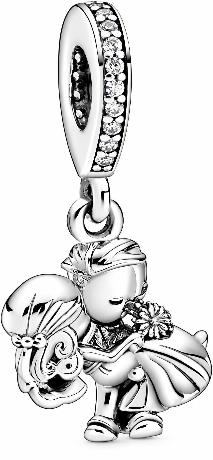 Romantic Silver Bride and Groom Wedding Dangle Charm