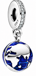 Elegant Silver World Globe Dangle Charm