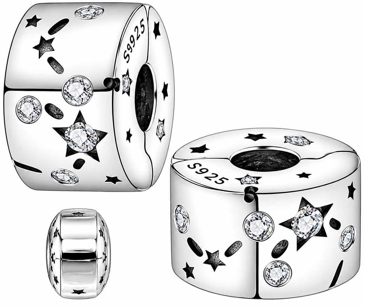 S925 Stars & Galaxy Clip Charm