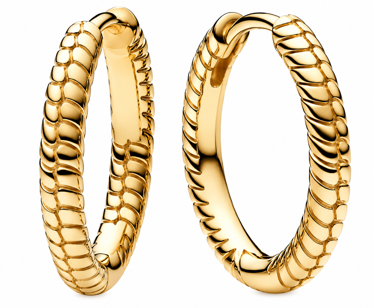 S925 Moments Charm Hoop Earrings 14k gold plating